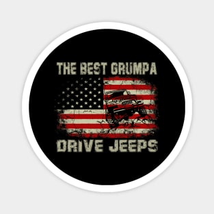 The Best Grumpa Drive Jeeps American Flag Jeep Magnet